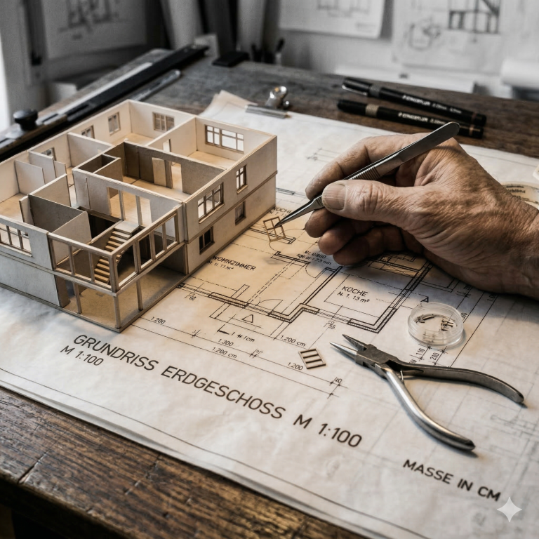 Kleinste Details von Hand gefertigt Feinarbeit am Modell